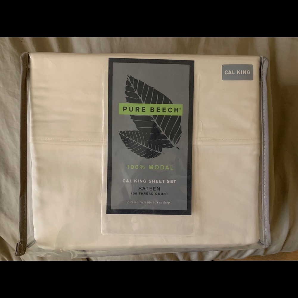 Pure Beech 100% Modal White Sateen Sheets Cal King